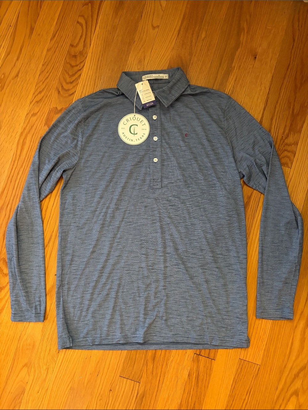 Criquet brrr° Long Sleeve Range Polo Blue - Mens Medium
